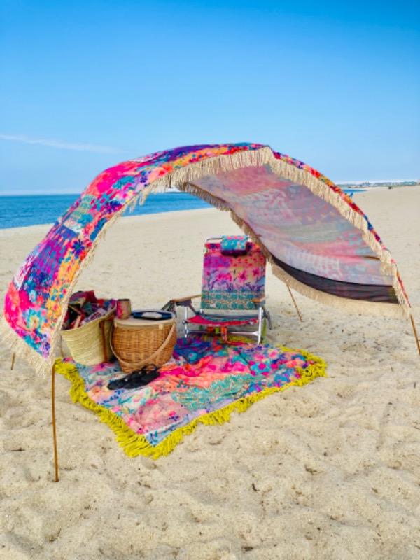 Boho Shade Cabana - Pink Watercolor Patchwork - Customer Photo From Camille Lange
