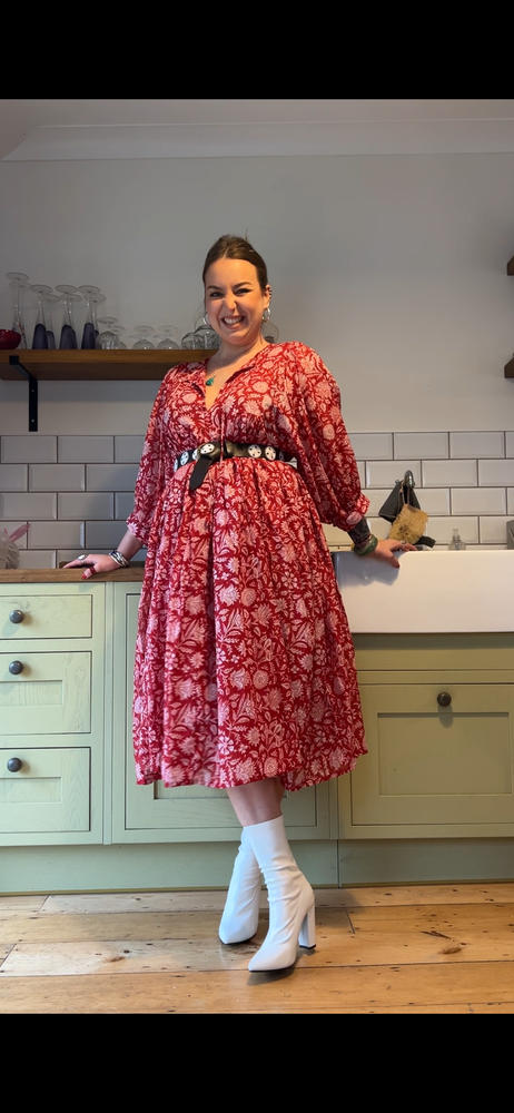 Kyra Midi Dress ~ Saffron - Customer Photo From Coco