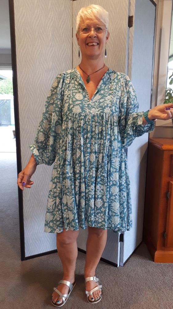 Kyra Mini Dress ~ Ocean Blue - Customer Photo From Jane Morrison