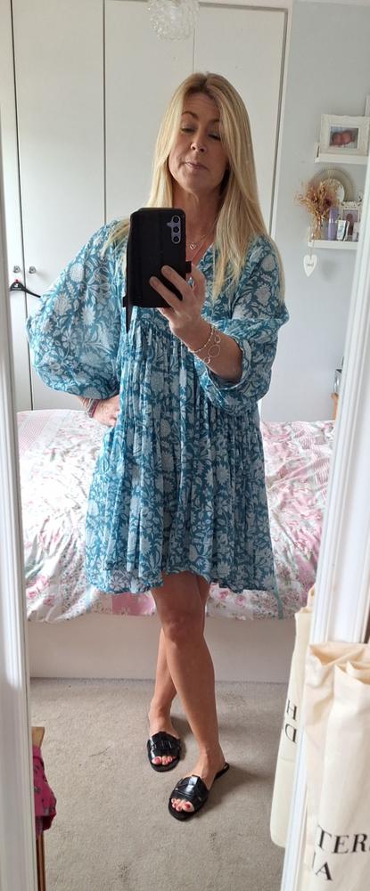 Kyra Mini Dress ~ Ocean Blue - Customer Photo From Sarah Wooding