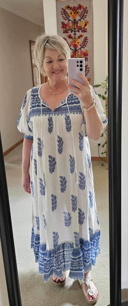 Mishka Maxi Dress ~ Azure Blue - Customer Photo From Lisa Crabtree