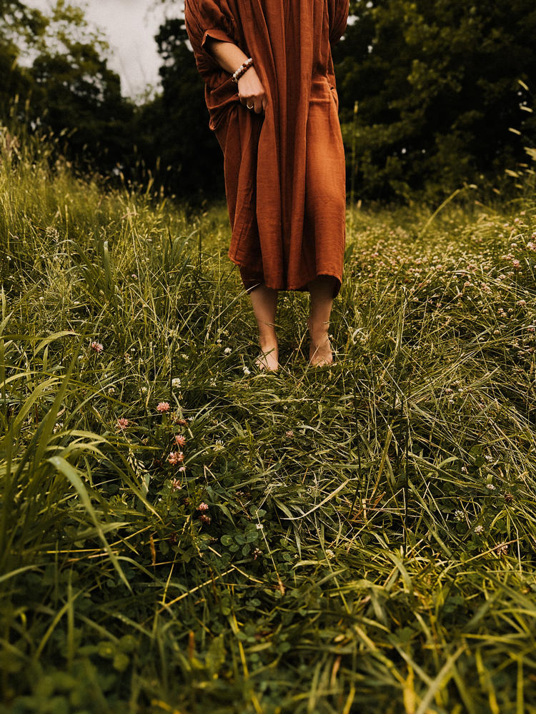 Kyra Midi Dress ~ Rust Gauze - Customer Photo From Iris Verbaas