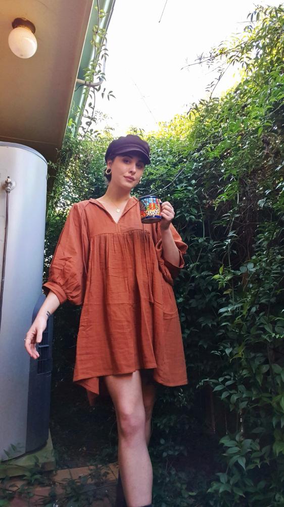 Kyra Mini Dress ~ Rust Gauze - Customer Photo From Jamilah Schuback