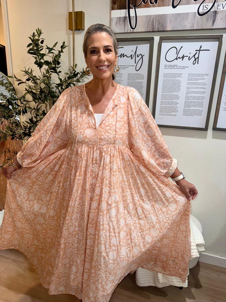 Kyra Maxi Dress ~ Apricot Blush – Daughters of India
