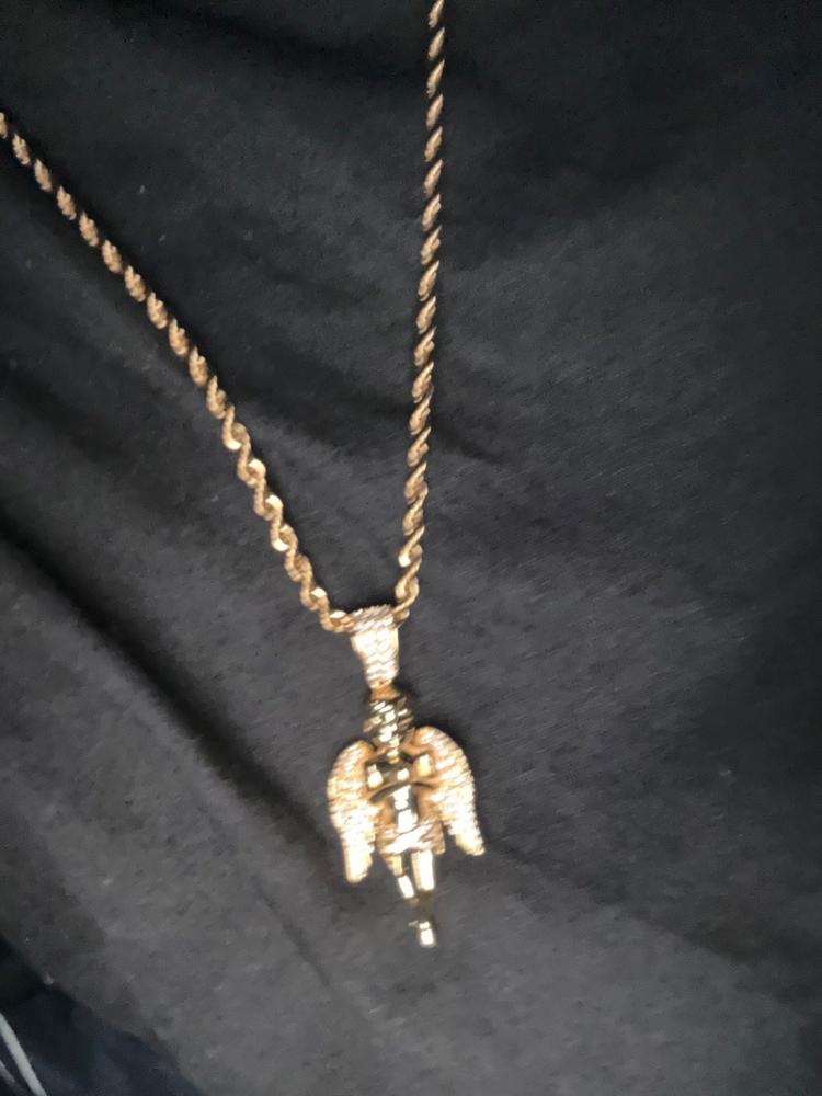 18k Gold-Plated 21mm AAA CZ Angel Pendant # Punk Rapper Chain - Customer Photo From Amazion C.
