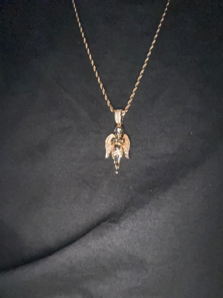18k Gold-Plated 21mm AAA CZ Angel Pendant # Punk Rapper Chain - Customer Photo From Amazion C.