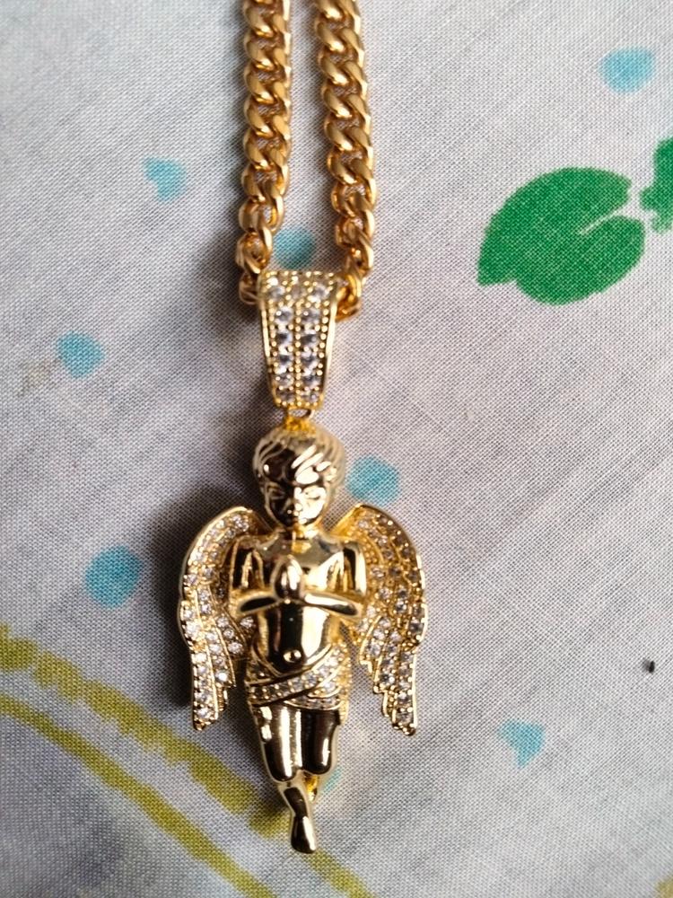 18k Gold-Plated 21mm AAA CZ Angel Pendant # Punk Rapper Chain - Customer Photo From Thomas C.