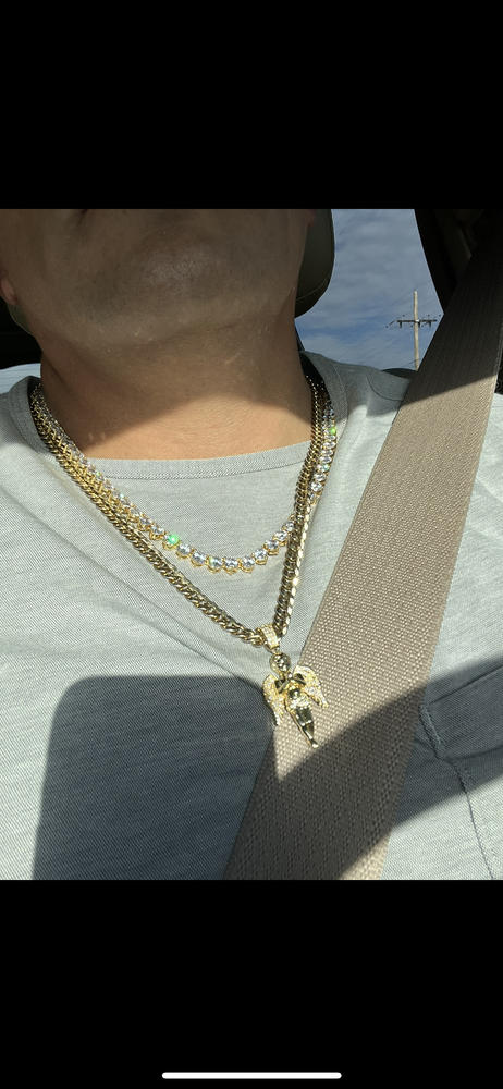 18k Gold-Plated 21mm AAA CZ Angel Pendant # Punk Rapper Chain - Customer Photo From Anthony Z.