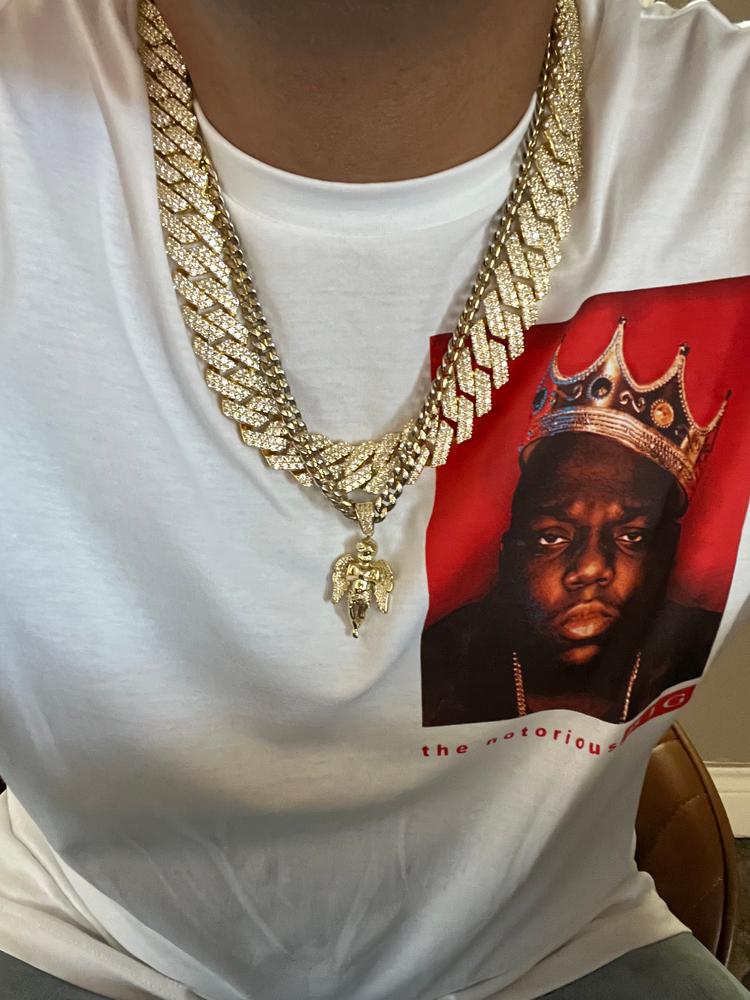 18k Gold-Plated 21mm AAA CZ Angel Pendant # Punk Rapper Chain - Customer Photo From Anthony Z.