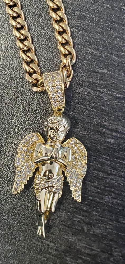 18k Gold-Plated 21mm AAA CZ Angel Pendant # Punk Rapper Chain - Customer Photo From Ianhu R.
