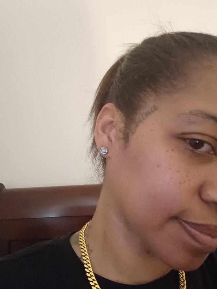 Iced  Yellow Gold-Plated CZ Hiphop Earrings (8mm) - Customer Photo From Rona S.