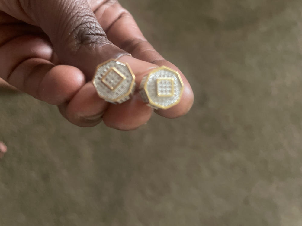 Two-tone Iced Yellow Gold-Plated CZ Earrings (12mm) - Customer Photo From Danielle R.