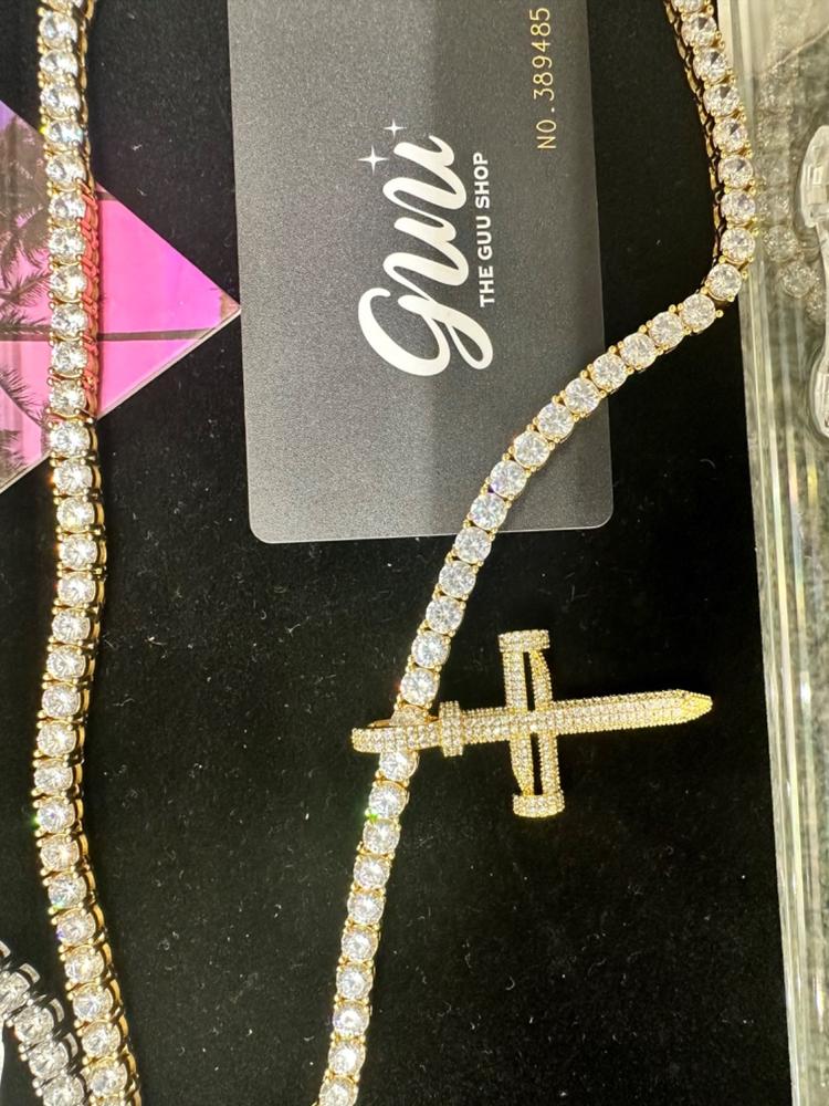 18K Gold-Plated AAA CZ Cross Pendant - Customer Photo From John J.