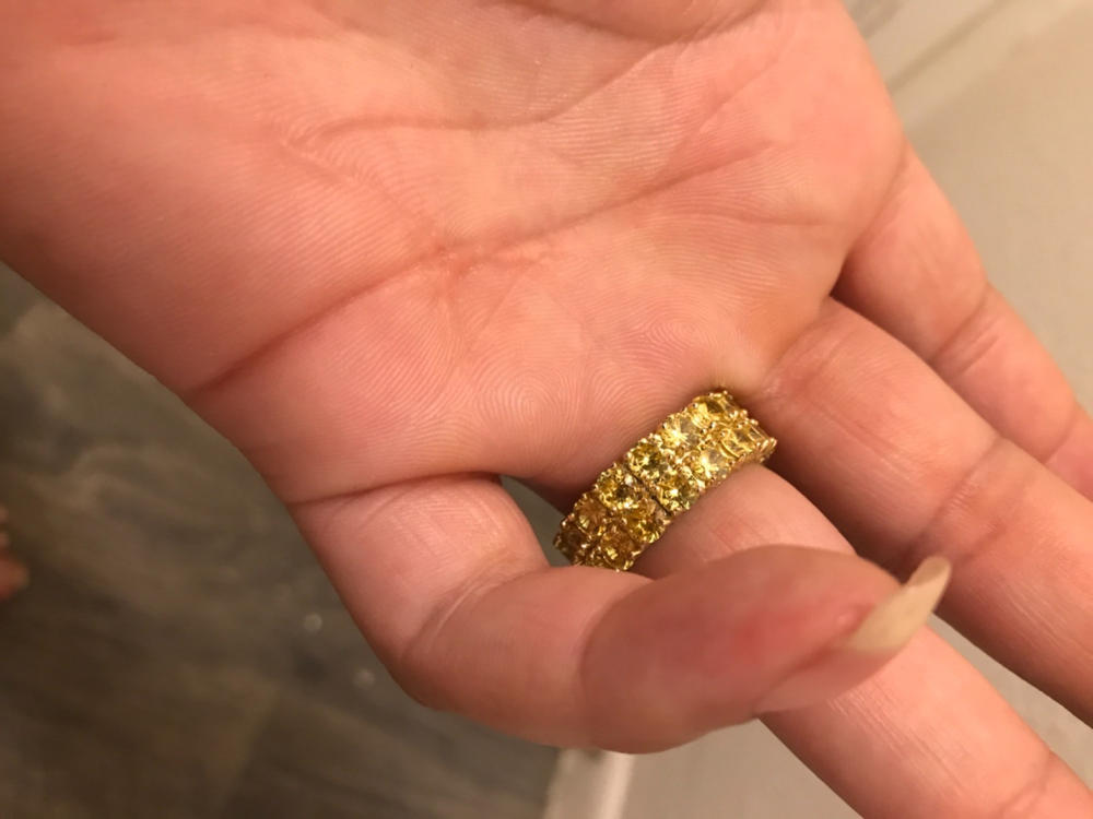 9mm  Iced 18K Yellow Gold-Plated AAA CZ Iced  Double Row Ring - Customer Photo From Anthony Butler