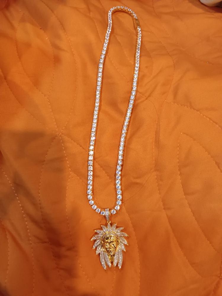 Official Limited  Gold-Plated Two-tone Indian Chief Pendant - Customer Photo From Clarence M.