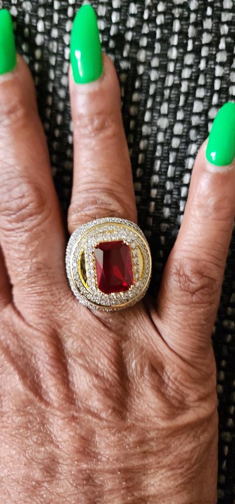 Micro-inlay Ruby Gold-Plated Ring - Customer Photo From Earnestine B.