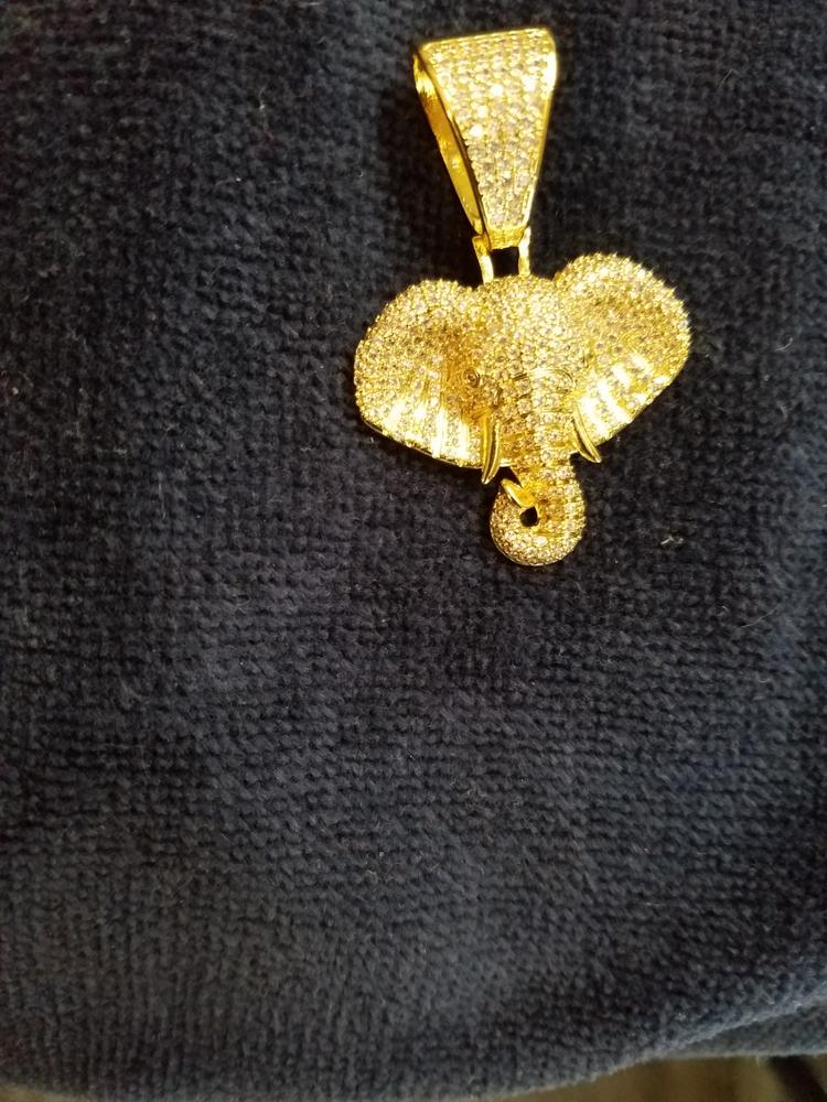 18K Yellow Gold-Plated Micro-inlay  AAA CZ Elephant Pendant Necklace - Customer Photo From Mania J.