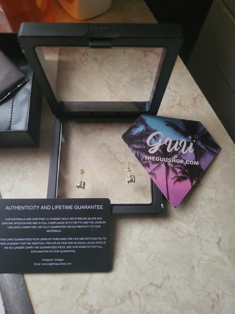 925 Sterling Silver Micro-inlay AAA CZ Two-tone Stud Earring - Customer Photo From Royal S.