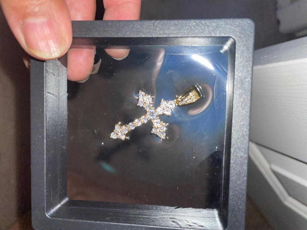 Official Limited Setting AAA CZ Cross Pendant In 18K Yellow Gold-Plated - Customer Photo From James