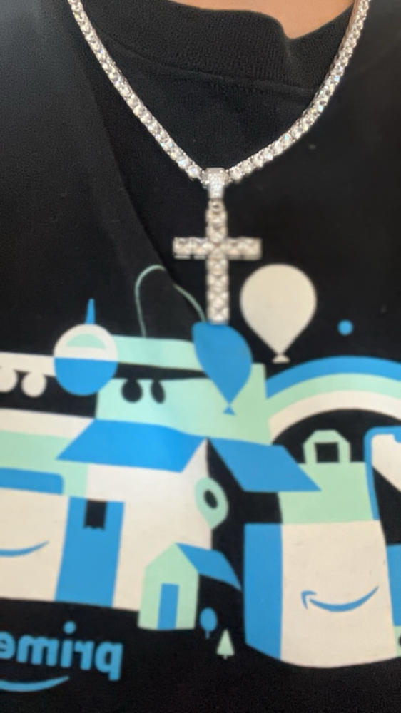 18k Gold-Plated CZ BlingBling Cross Hip Hop Pendant (With Chain) - Customer Photo From Katheleen G.