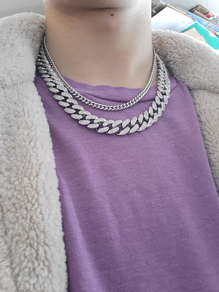 New Flip buckle Iced Cuban Link Chain Silver - Customer Photo From Caleb