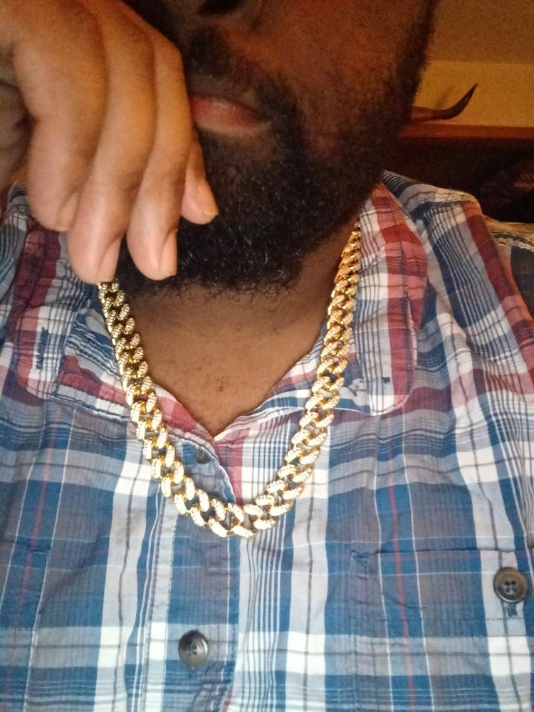 New Flip buckle Iced Cuban Link Chain Gold-Plated - Customer Photo From Davn H.
