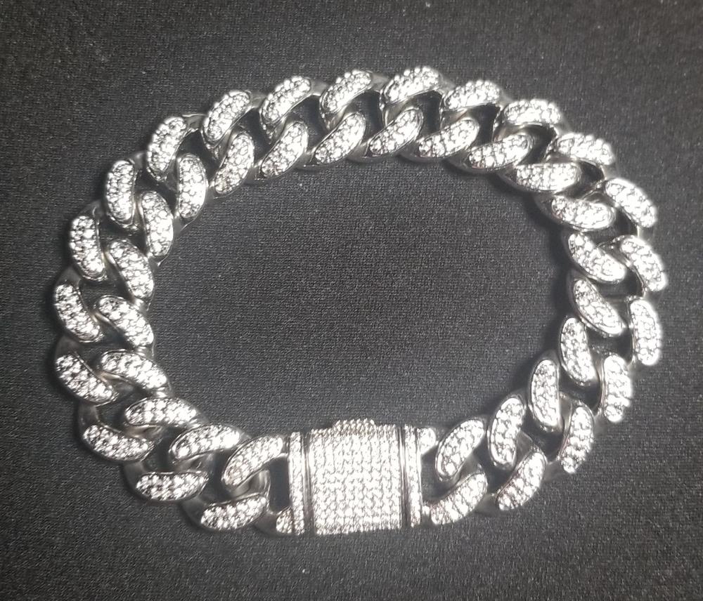 13MM 18K White Gold-Plated Classic Miami Cuban Link Bracelet - Customer Photo From Eric T.