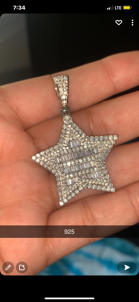 S925 Silver Iced  Star BlingBling Pendant In Silver - Customer Photo From Aleisha Mendoza