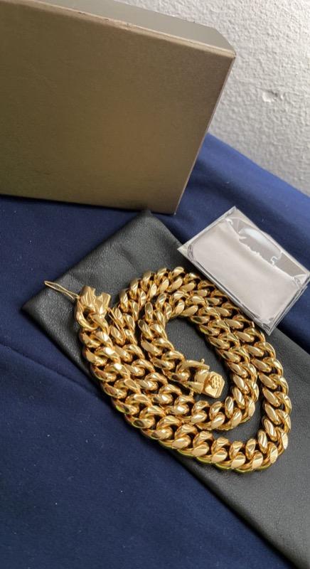 14mm 18K Gold-Plated Classic Miami Cuban Link - Customer Photo From Kia G.