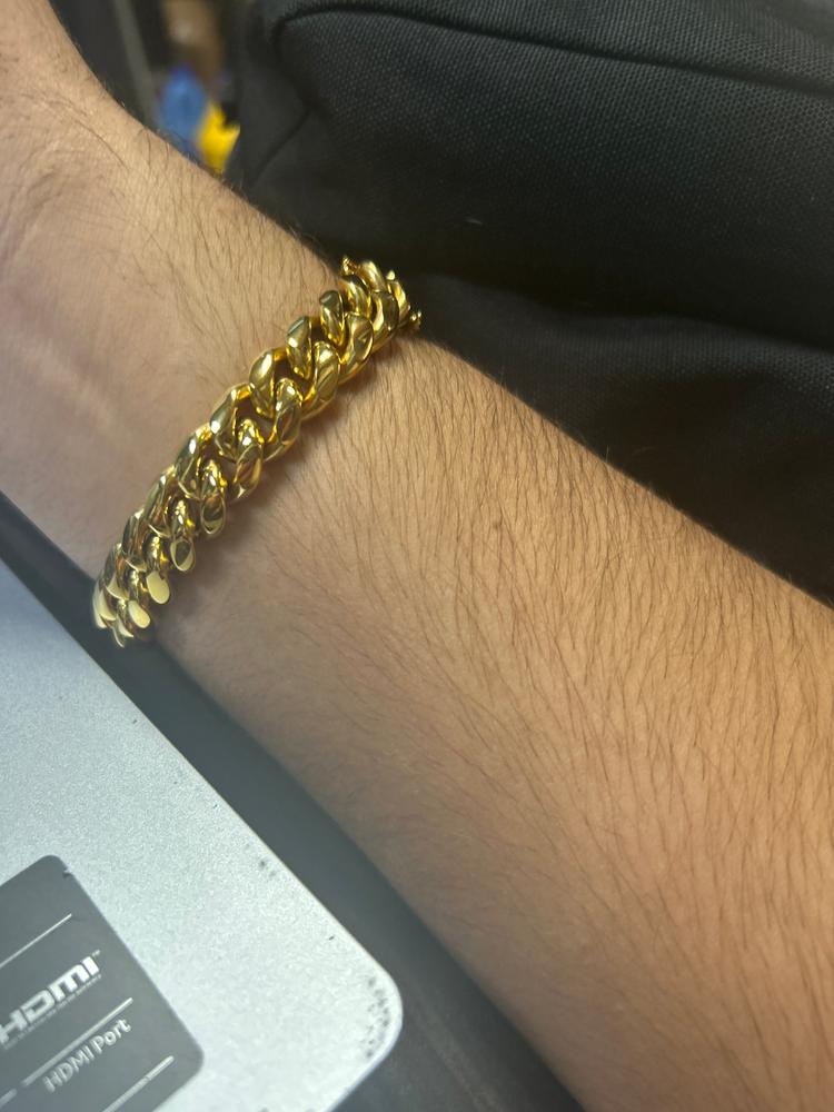 12mm 18K Gold-Plated Classic Miami Cuban Link Bracelet - Customer Photo From mj