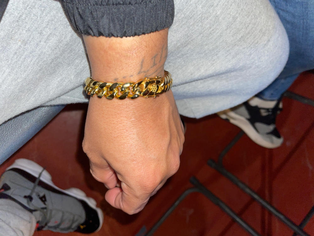12mm 18K Gold-Plated Classic Miami Cuban Link Bracelet - Customer Photo From Michael R.