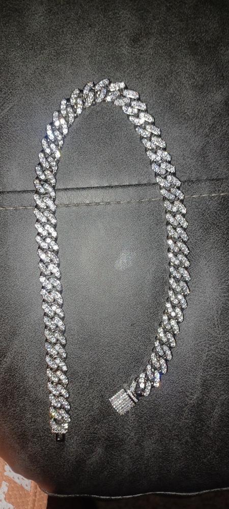 13mm 18K White/Gold-Plated Seamless Iced Cuban Chain - Customer Photo From Landon R.