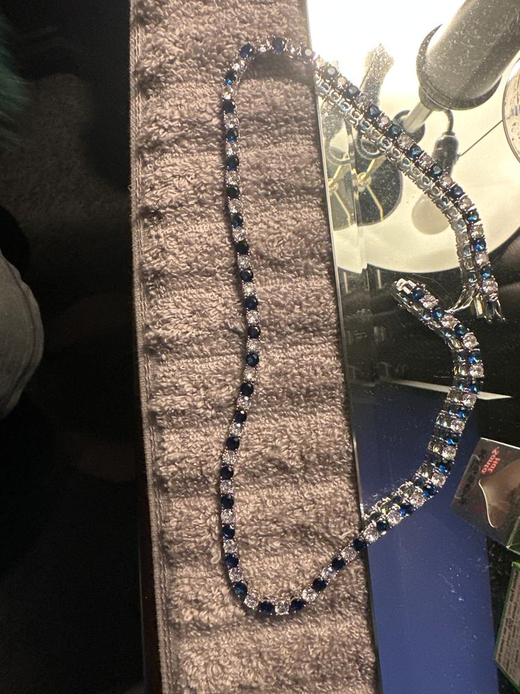 4mm Blue&White Tennis Chain - Customer Photo From Timothy 