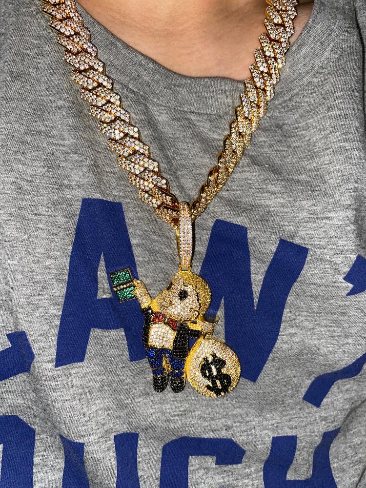 Money Bag Boy With Prong Cuban Chain - Customer Photo From Heater