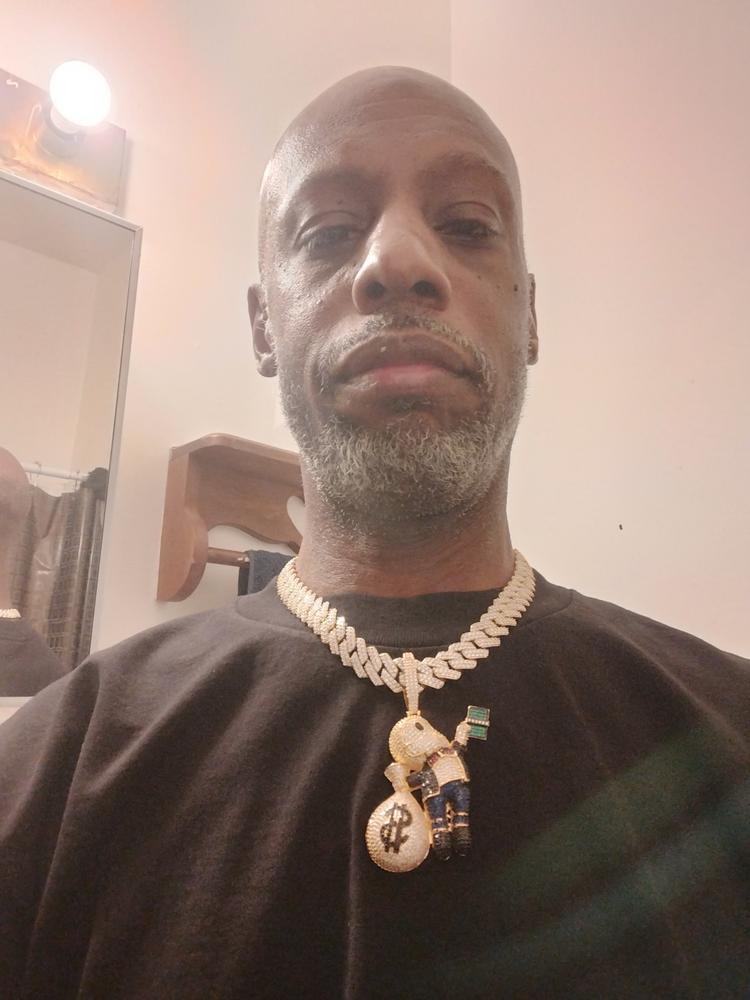 Money Bag Boy With Prong Cuban Chain - Customer Photo From Ken L.