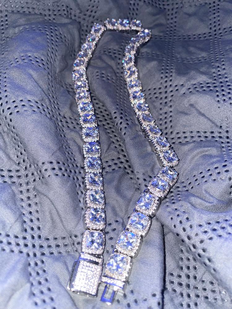 Clustered Tennis Chain in White Gold - Customer Photo From Gali 