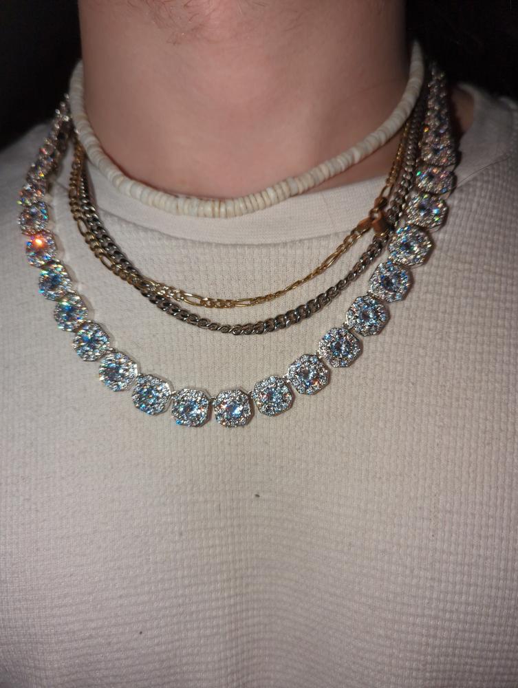Clustered Tennis Chain in White Gold - Customer Photo From Alex P.