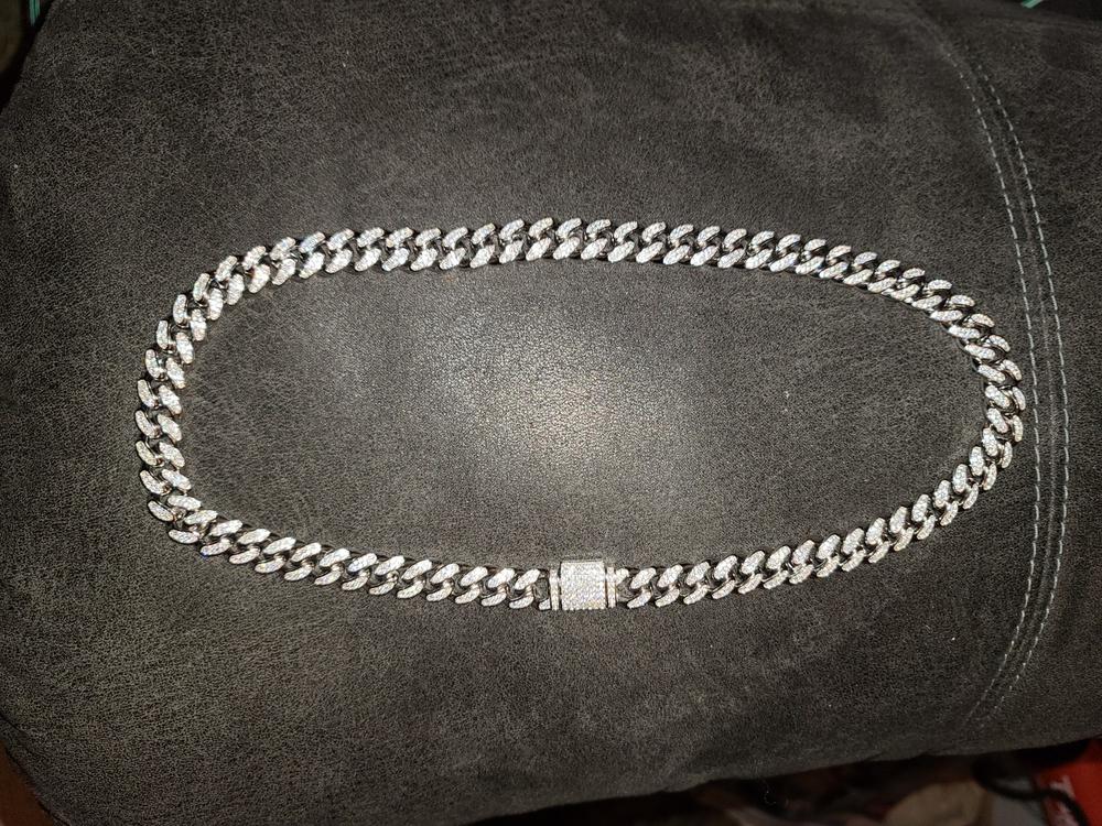 12mm Diamond Cuban Chain in White Gold - Customer Photo From Kevin J.