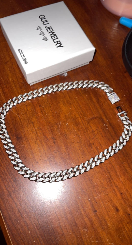 12mm Diamond Cuban Chain in White Gold - Customer Photo From Tiffany B.