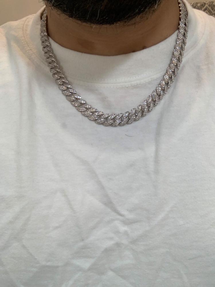 Cuban Link Chain (10mm) in White Gold / 18K Gold - Customer Photo From Arturo L.
