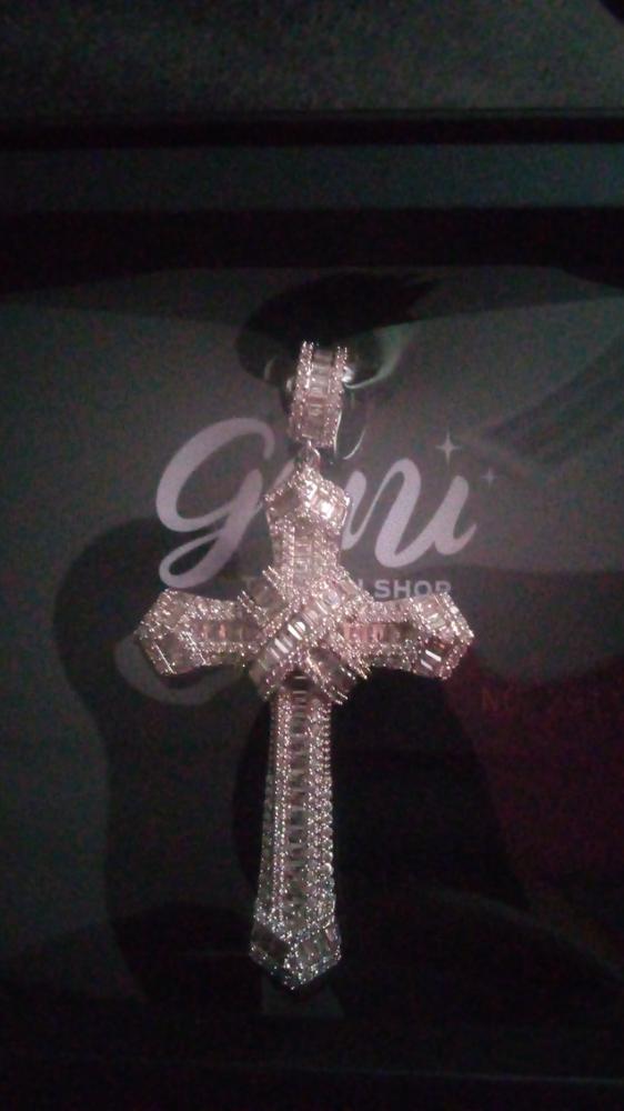 New Design Iced Baguette Jesus Cross Necklace - Customer Photo From Corrie B.