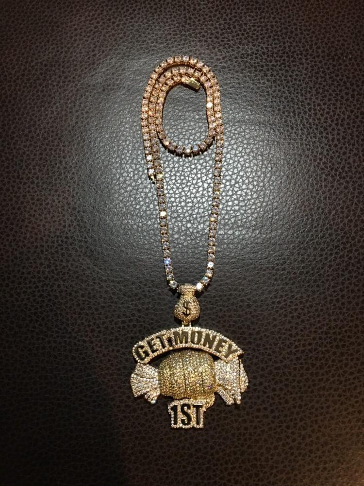 18K Gold-Plated Get Money First Iced Necklace - Customer Photo From Rome H