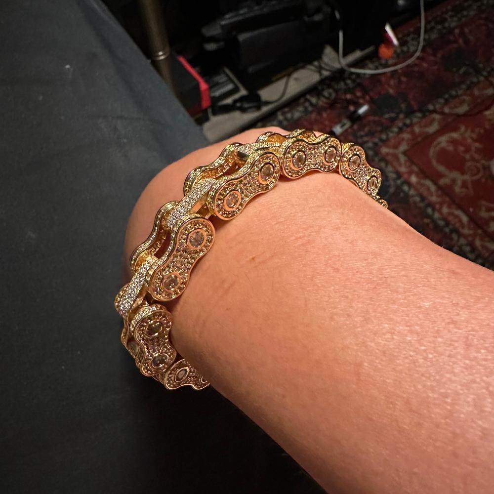 BIKE CHAIN LINK ICED HIP HOP BRACELET - Customer Photo From Aaron H.