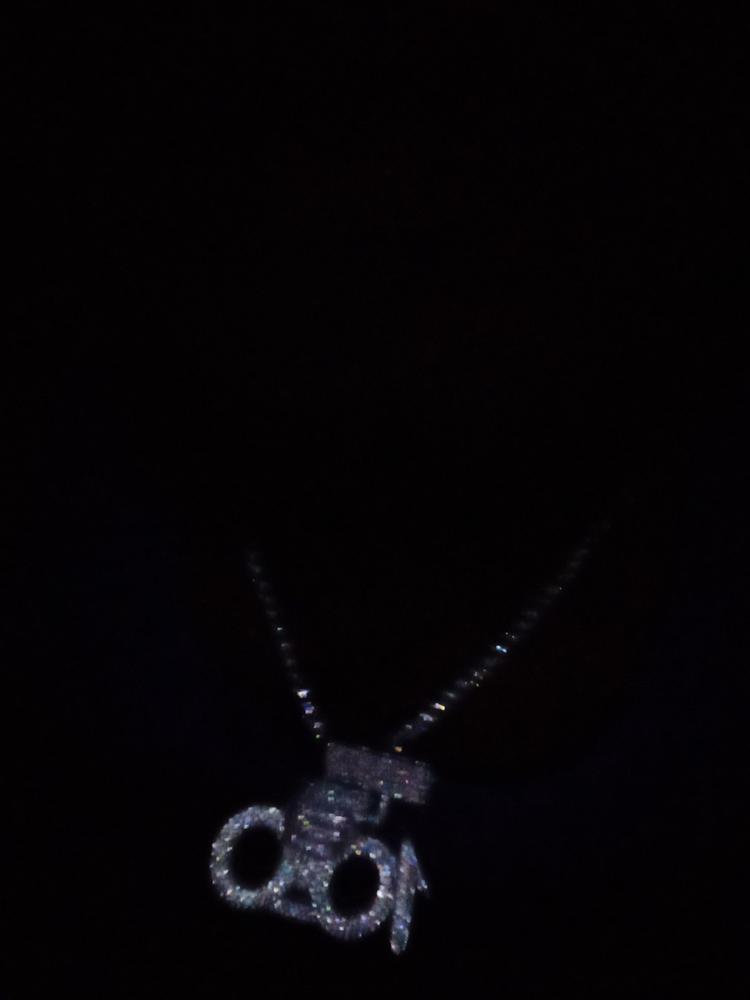 Silver 100 emoji with Gun Rich Shooter Necklace - Customer Photo From Antoine Pennington 
