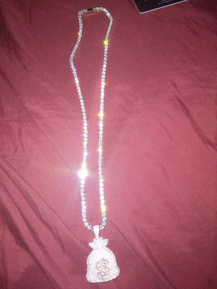 Iced Money Bag Necklace - Customer Photo From Tia T.