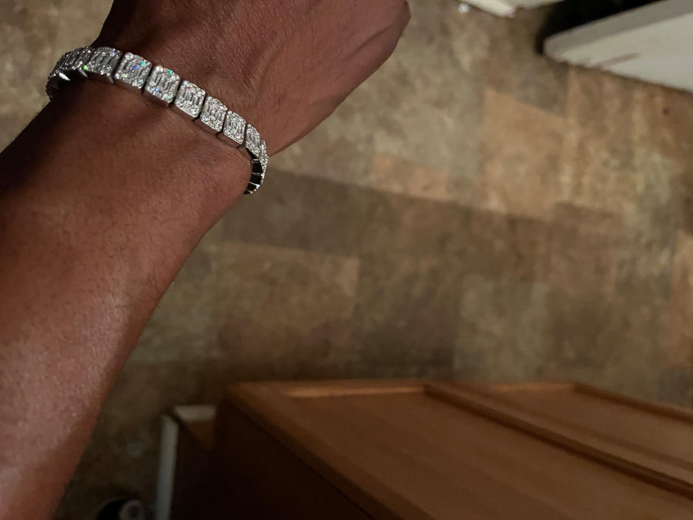 8mm Iced Square Baguette Tennis Bracelet - Customer Photo From John H.