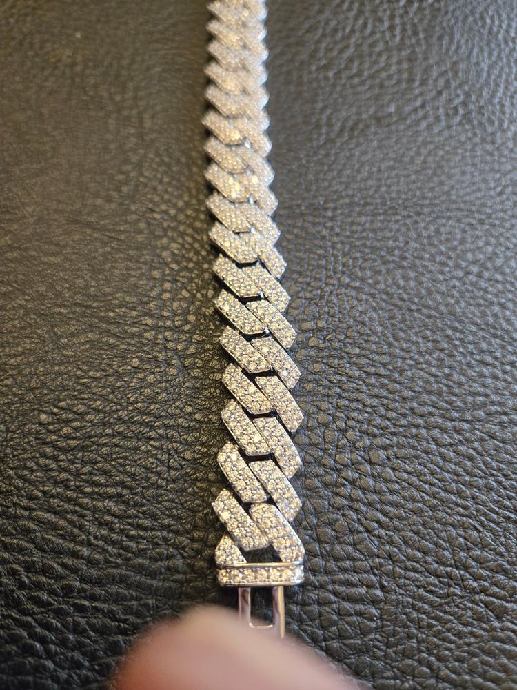 14mm Iced Prong Cuban Bracelet White Gold - Customer Photo From Daryl A.