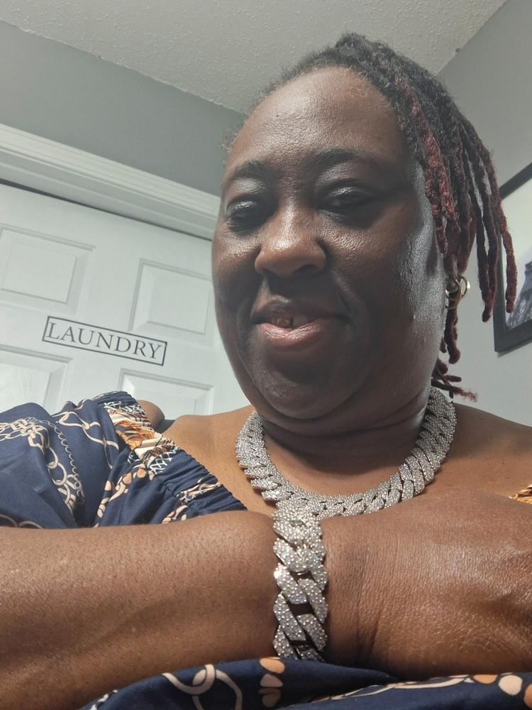 19MM 2-Row Iced Prong Cuban Bracelet - Customer Photo From Lawanda H.