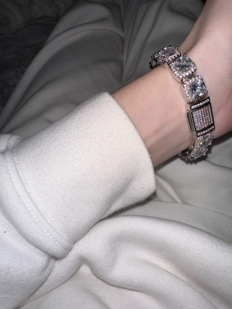 Glacier Clustered Tennis Bracelet in White Gold - Customer Photo From B A.