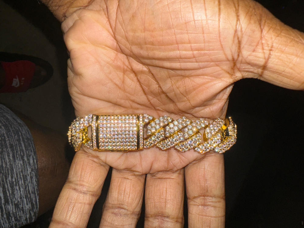 19MM 2-Row Iced Prong Cuban Bracelet In Gold - Customer Photo From John A.